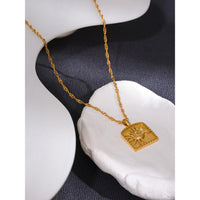 Sun Pendant Necklace Waterproof Gold Plated Stainless Steel Abstract Necklace | Necklace Sun Pendant | Pendant Sun