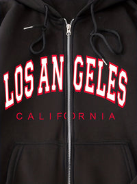 LOS ANGELES CALIFORNIA Graphic Drawstring Hooded Jacket