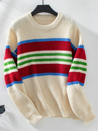 white sweater with stripes, fall sweaters , winter sweaters , trendy sweaters , trendy sweaters for fall and winter, kesley fashion, 2024 trends, cozy sweaters, white polyester sweaters, sweaters for the office , casual sweaters , cute falll fashion, womens sweater , comfortable sweaters for women, night out sweater , trendy winter fashion , tiktok trends , instagram trends , stripped sweater , sweaters for school, casual sweaters, winter essentials , staple winter pieces , sweaters made of polyester, 