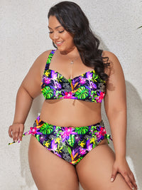 Plus Size Printed Wide Strap Two-Piece Swim Set