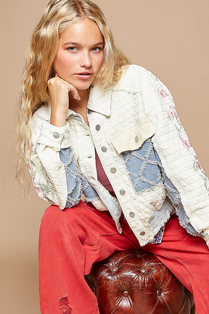 jacket, jackets, womens jackets, button up jacket, distressed jacket, distressed sweater, embroidered sweater, embroidered clothing, patchwork, patchwork clothing, loose fit, loose jackets, loose womens clothing, boho fashion, boho aesthetic, 90s fashion, 80s fashion, y2k fashion, 2000s fashion, gift ideas, holiday gifts, holiday outfits, outfit ideas, outfit inspo, fitspo, aesthetic jacket, aesthetic sweater, cool jacket, graphic jacket, graphic sweater, cropped jacket, cropped sweater, crop top, kesley