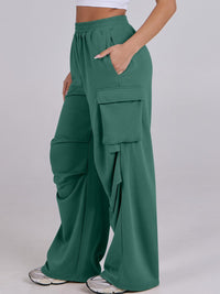 Elastic Waist Wide Leg Pants with Pockets