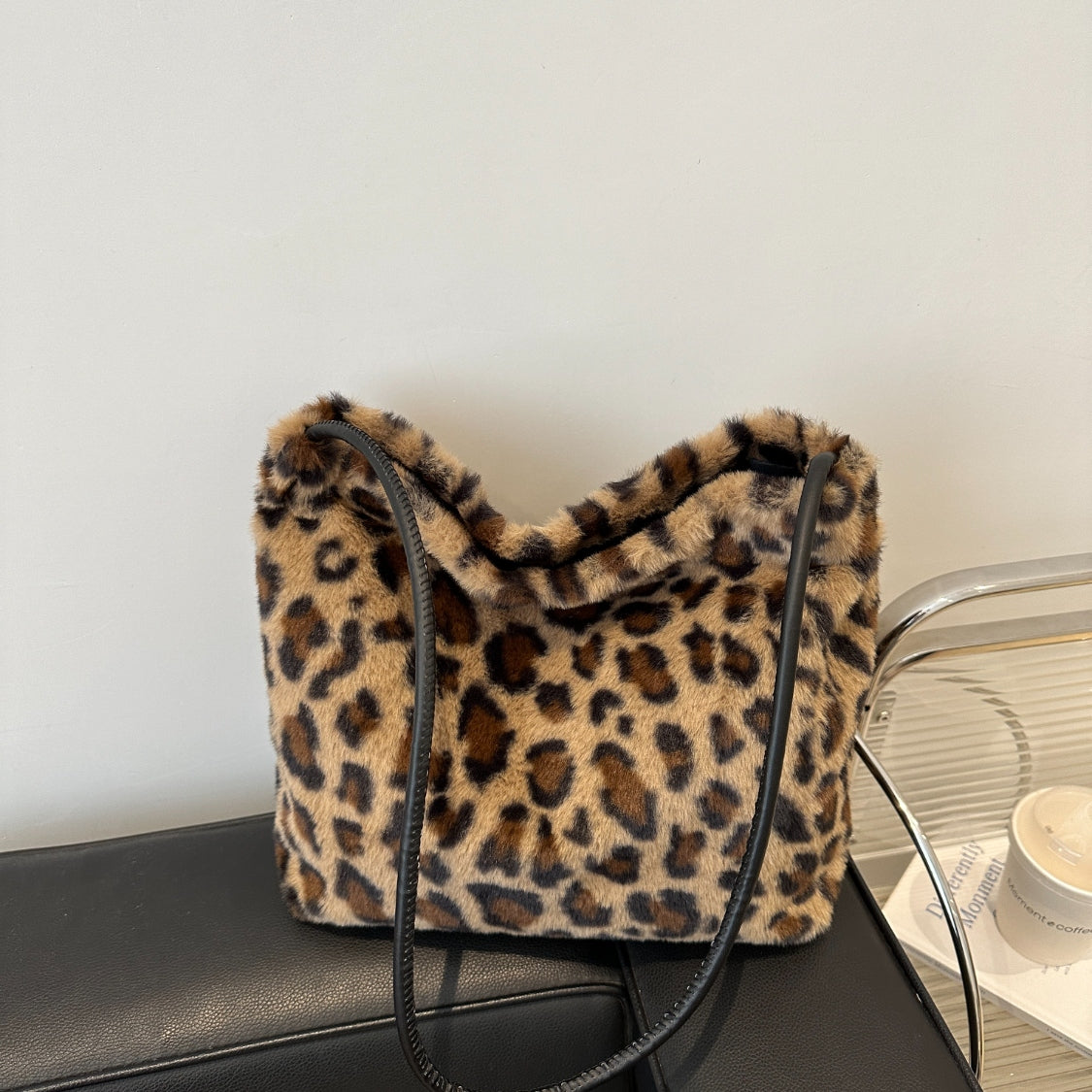 Leopard Furry Shoulder Bag