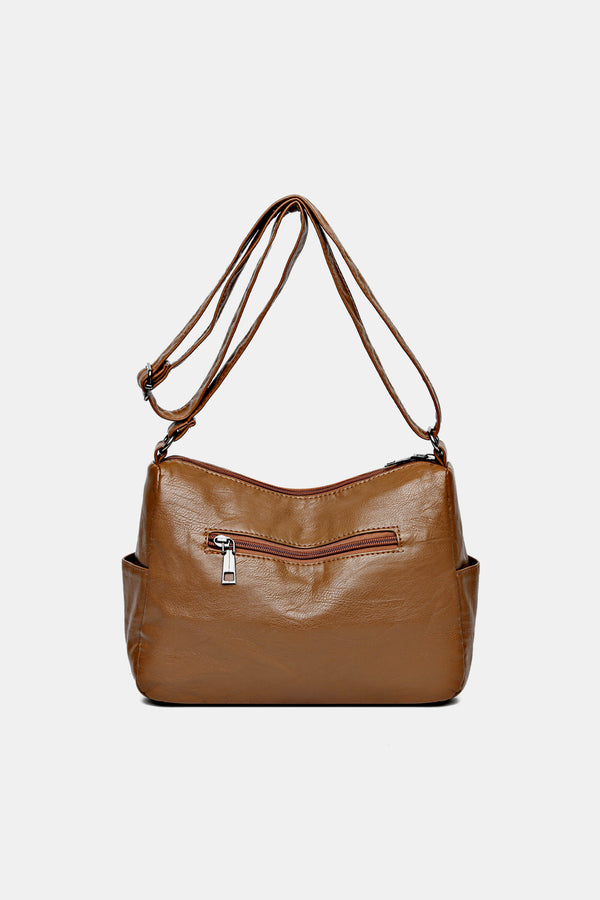 PU Leather Stud Detail Shoulder Hand Bag Women's Purse  Long and Short Handle