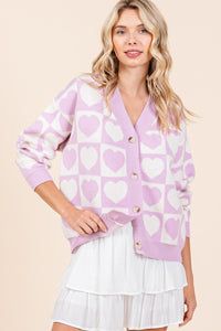 Mittoshop Checkered Heart Button Down Cardigan