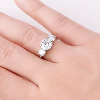 Three Stone Engagement Ring 3 Carat Moissanite 925 Sterling Silver Ring