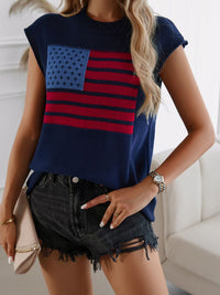 Devine US Flag Round Neck Sweater Vest