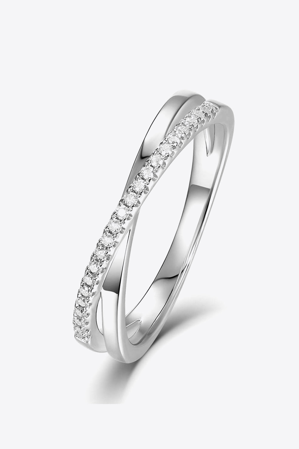 KESLEY X Ring Moissanite Crisscross 925 Sterling Silver Women's Fine Jewelry