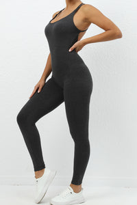 Backless Sports Jumpsuit Women's Sleeveless Activewear Pants Yoga Romper Nylon Fast Dry Premium
