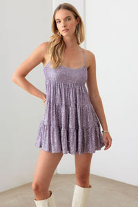 Le Lis Sequin Babydoll Tiered Mini Dress