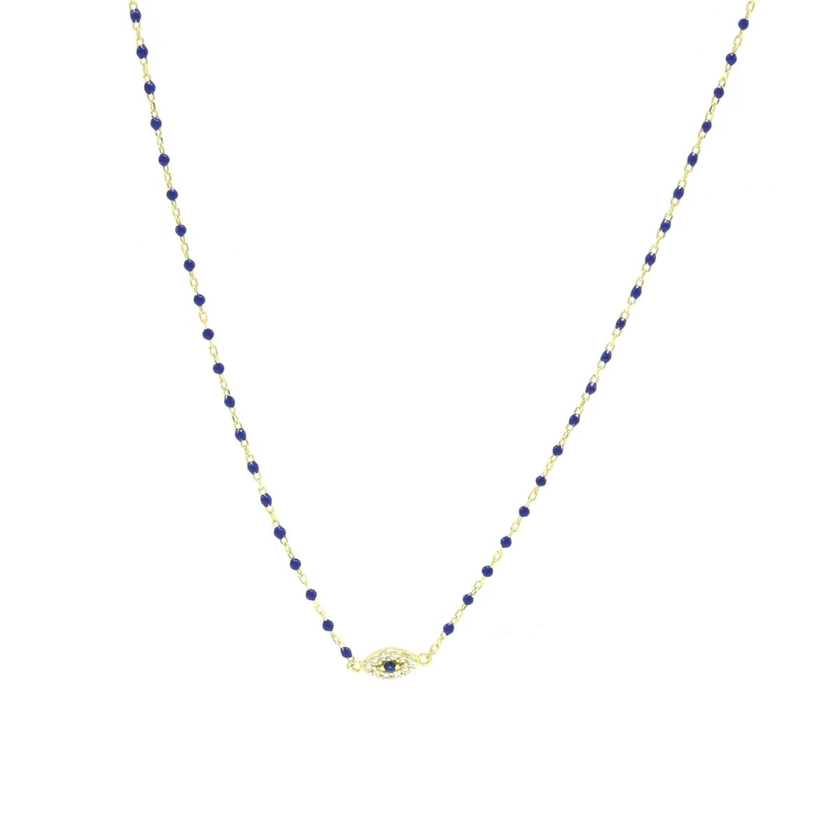 Eye Bead Necklace .925 Sterling Silver 14k Gold Plated Zircon Protection Luxury Necklaces