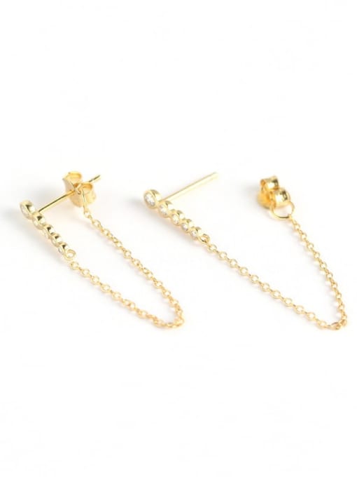 chain-earrings-14k-gold-plated-.925-sterling-silver-waterproof-sensitive-ears-zircon-chain-earrings-unique earrings for men and woman wont tarnish or turn green Kesley-Boutique