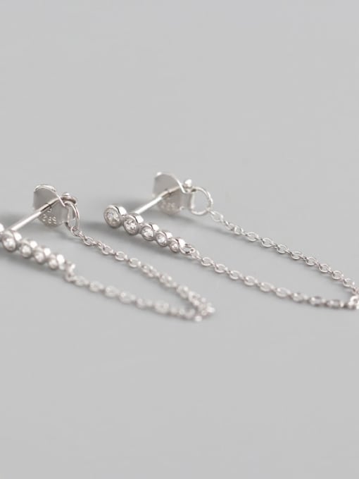 chain earrings with round diamond zircon waterproof .925 sterling silver Kesley Boutique 