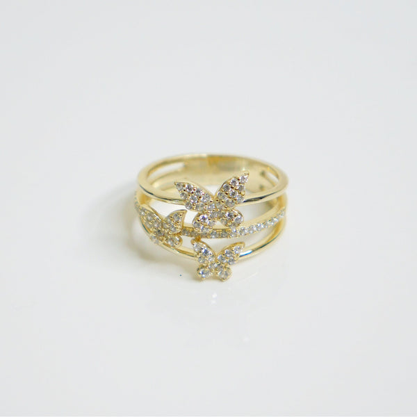 Butterfly ring 14k gold plated waterproof .925 sterling silver, luxury statement rings Kesley Boutique
