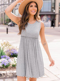 Frill Round Neck Sleeveless Dress