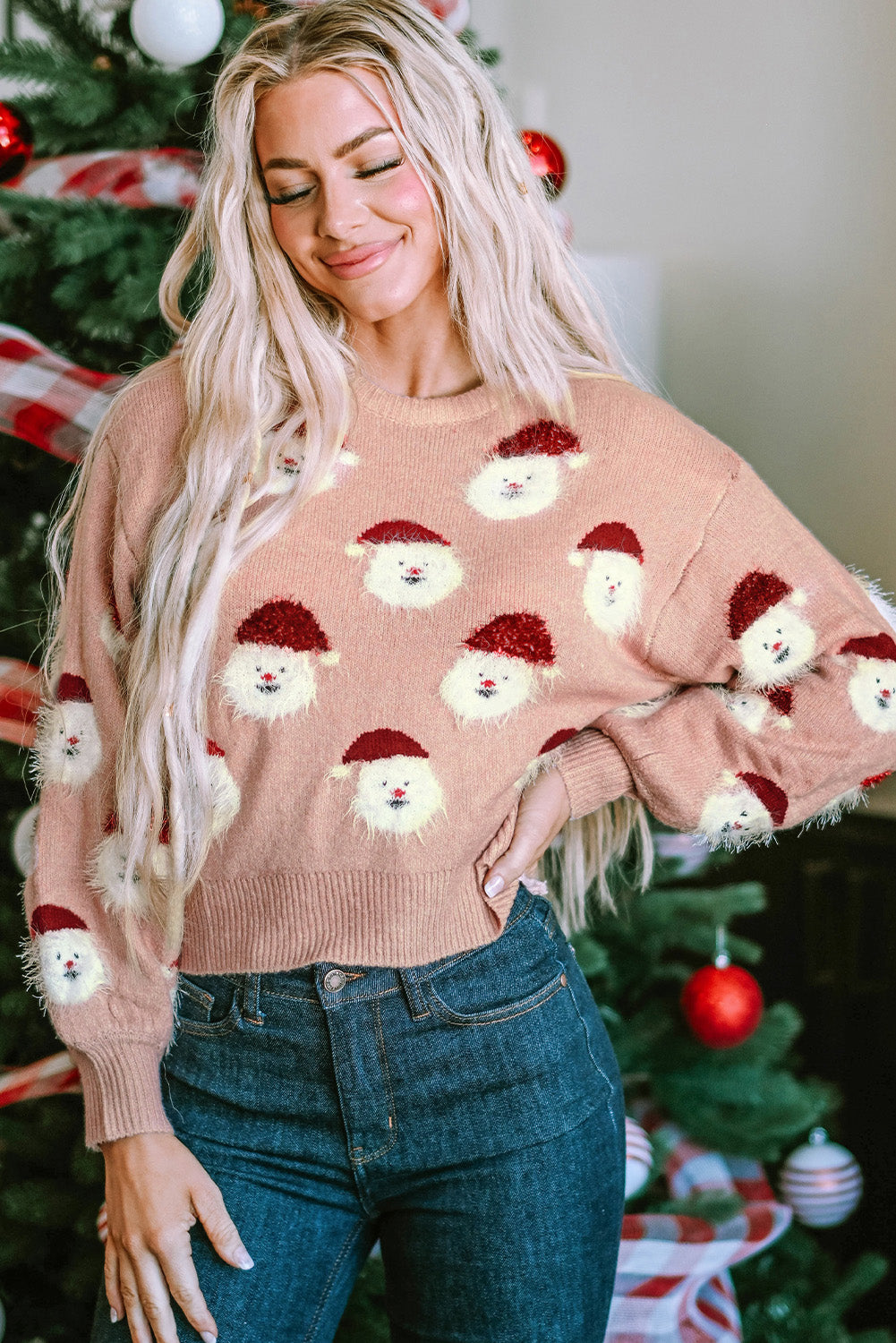 Santa Round Neck Long Sleeve Sweater