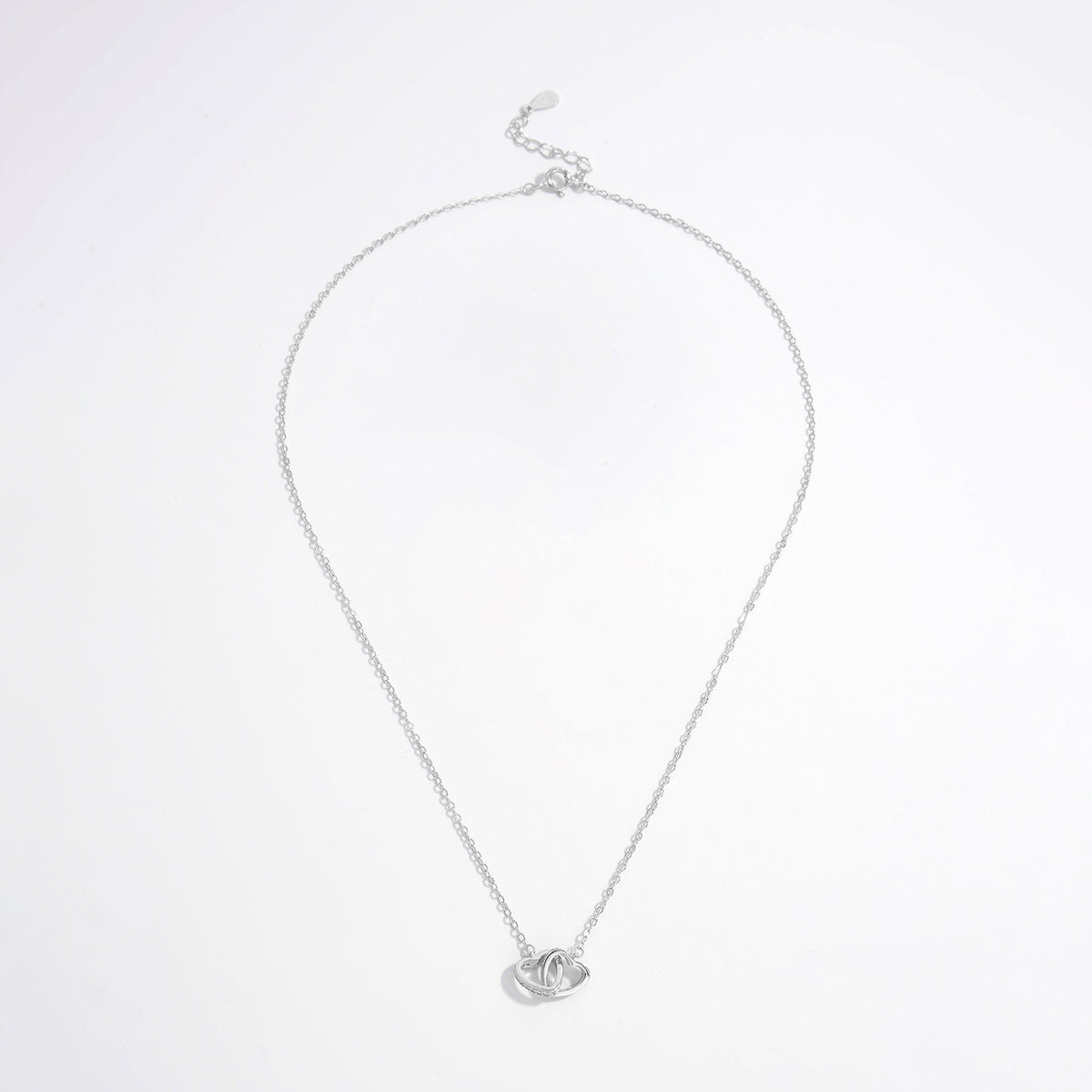 925 Sterling Silver Inlaid Zircon Heart Necklace