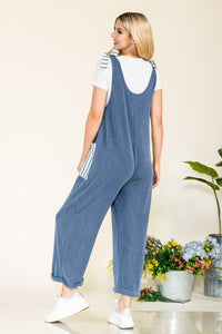 KESLEY Stripe Contrast Pocket Rib Jumpsuit Petite and Plus Size Pants Romper Women's Fashion