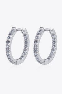 Hoop Earrings with Moissanite Simulated Diamonds 925 Sterling Silver Huggie Earrings