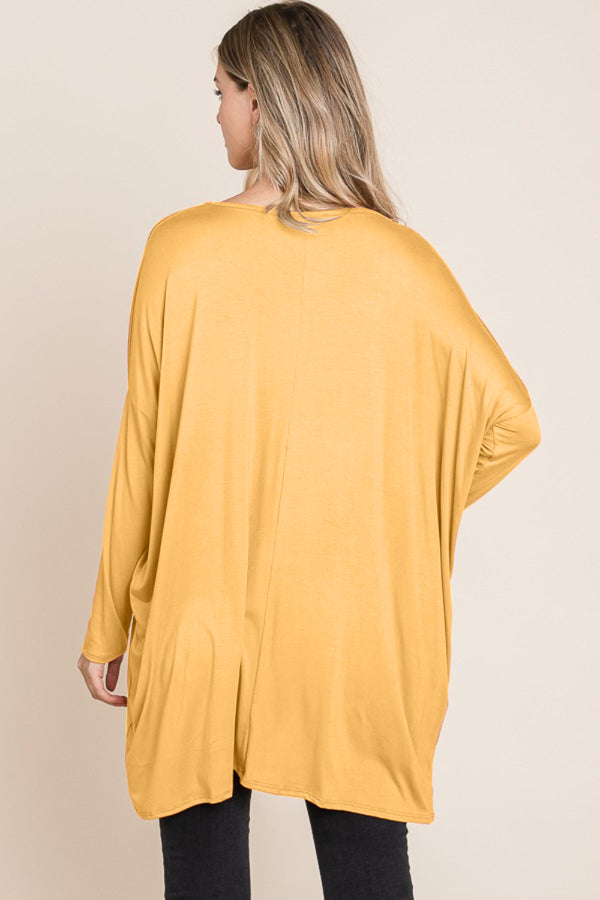 KESLEY Round Neck Long Sleeve Oversized Top Made in the USA