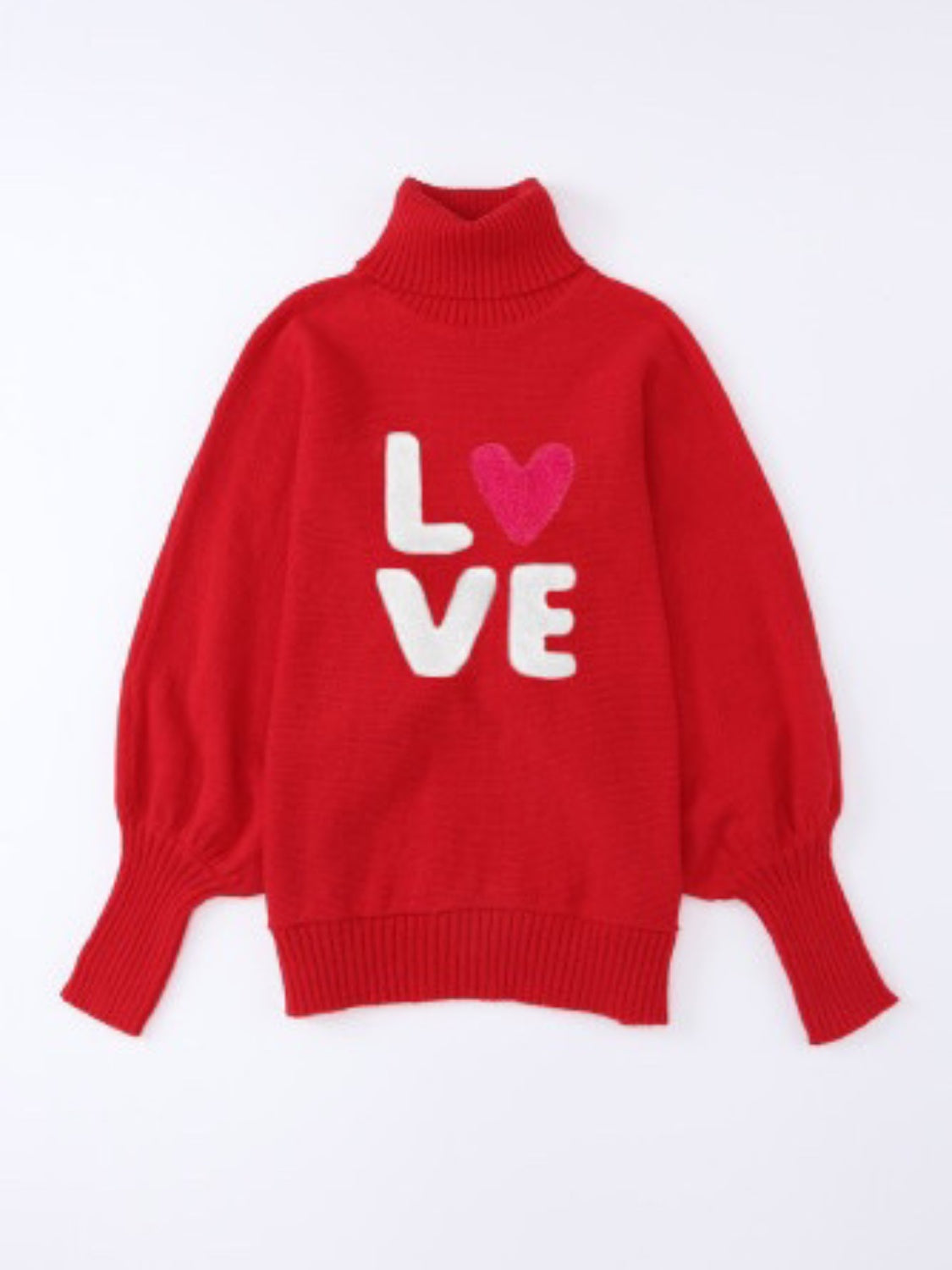LOVE Turtleneck Batwing Sleeve Sweater