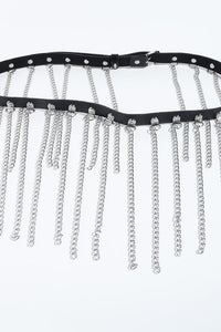 Festival Fashion Accessories Fringed Chain PU Leather Belt