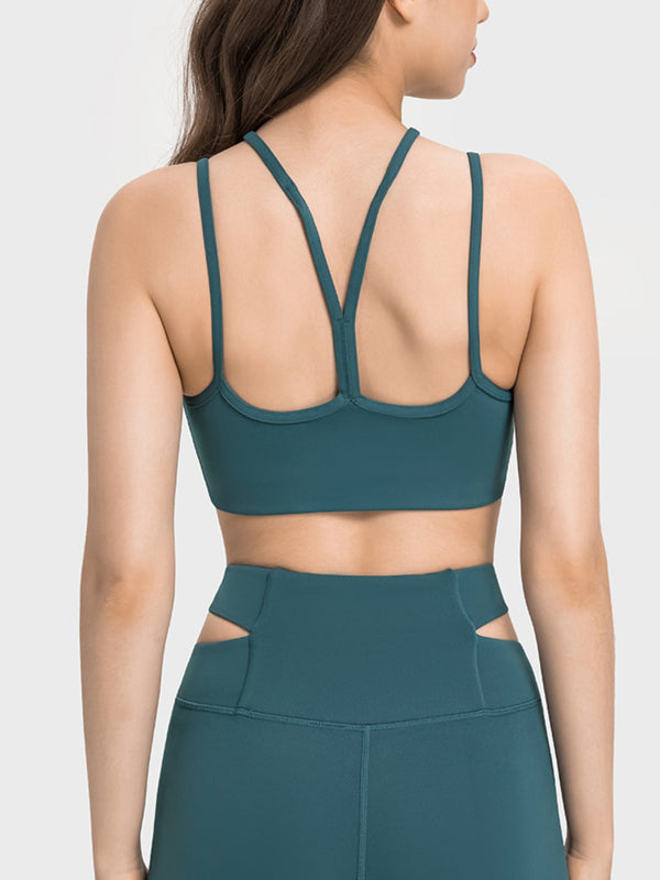 Yoga Top Women's Sports Bra Double-Strap Cropped Sports Spaghetti Strap Sleeveless Cami