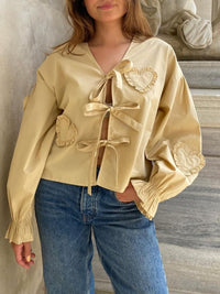 Long Sleeve Bow Design New Women's Fashion Tied Flounce Sleeve Blouse