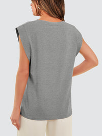 Round Neck Cap Sleeve Tank