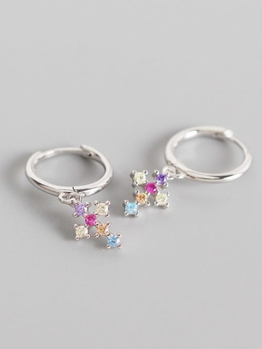colorful hoop earrings with dangling cross colorful white gold .925 sterling silver diamond rhinestone cz waterproof for men and woman and kids gift idea influencer brands on instagram and tiktok designer inspired earrings with cross religion jewelry. get well gifts cute christmas earrings 