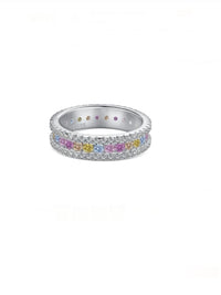 Halo Eternity Ring Ziron ,925 Sterling Silver Waterproof Tarnish Free Eternity Ring