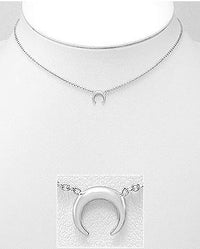 Tiny Half Crescent Moon Necklace,  .925 Sterling Silver Choker Short Necklace