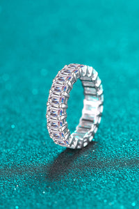 Engagement Ring Wedding Band 10.5 Carat Moissanite Rhodium-Plated Ring