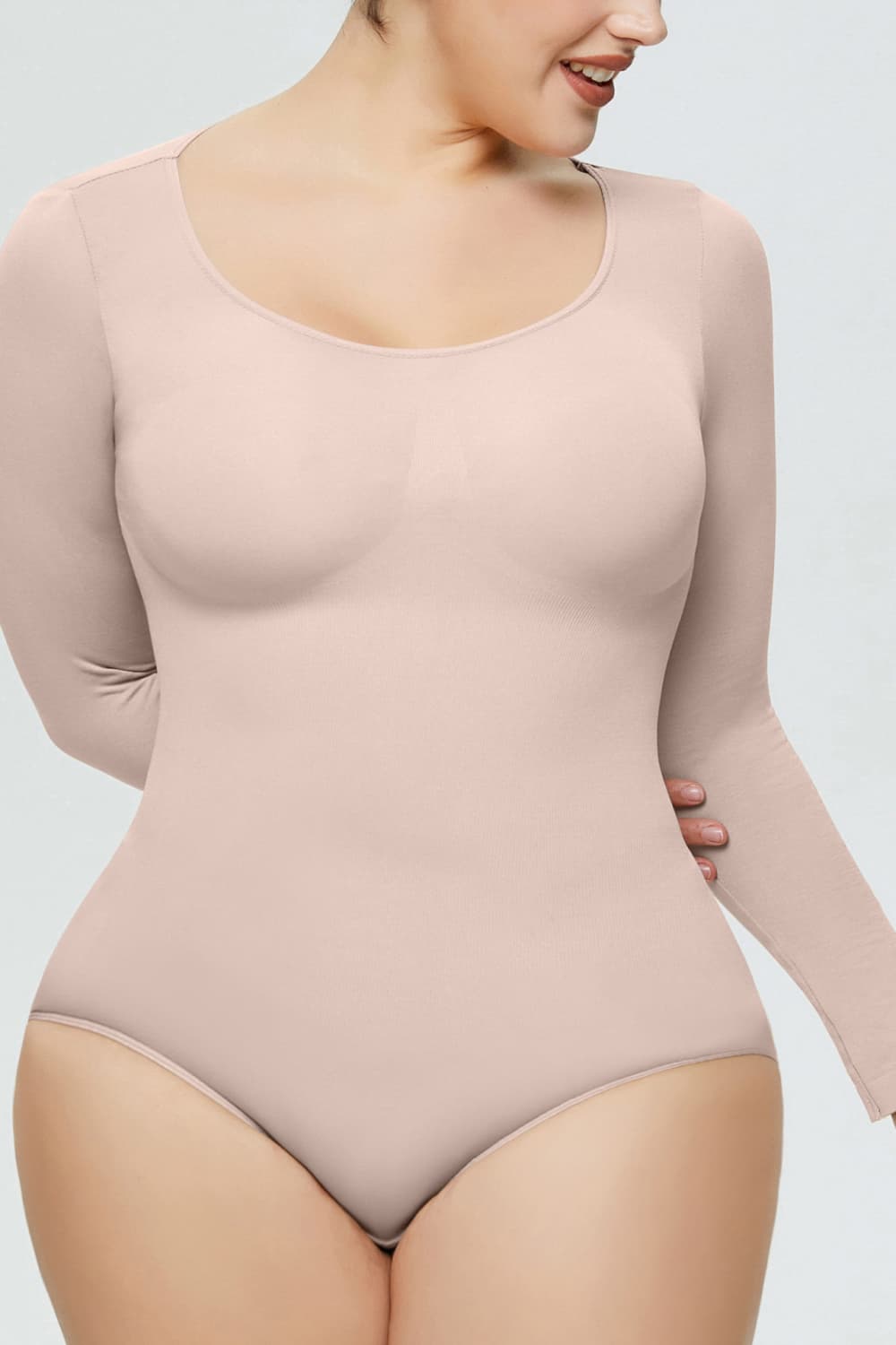 Long Sleeve Shaping Bodysuit Undershirt Women's Basic Bodysuit Shirt