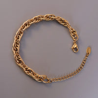 Chunky Plain Bracelet 18K Gold Plated Titanium Steel Chain Jewelry Waterproof Hypoallergenic KESLEY