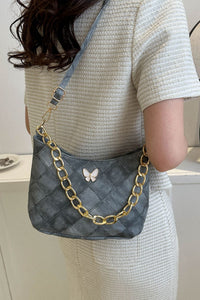 Butterfly Decor PU Leather Shoulder Bag