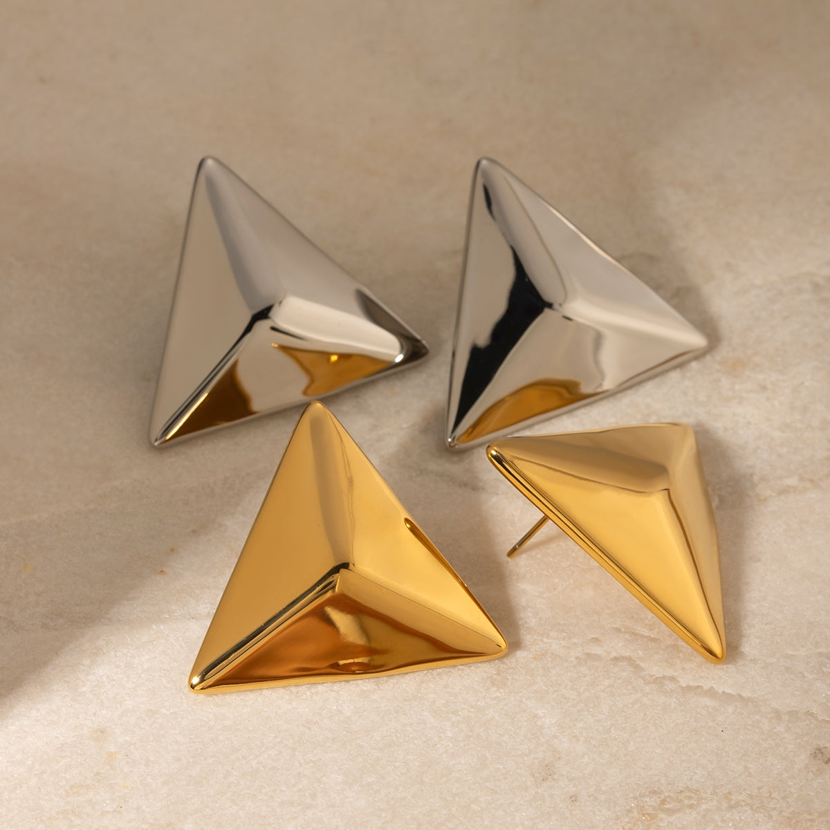 Big Triangle Stud Earrings Hypoallergenic Waterproof Statement Luxury Earrings KESLEY