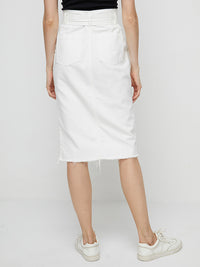 White Denim Skirt with Buttons Women's Petite and Plus Size Skirts and Fashion 100% Cotton