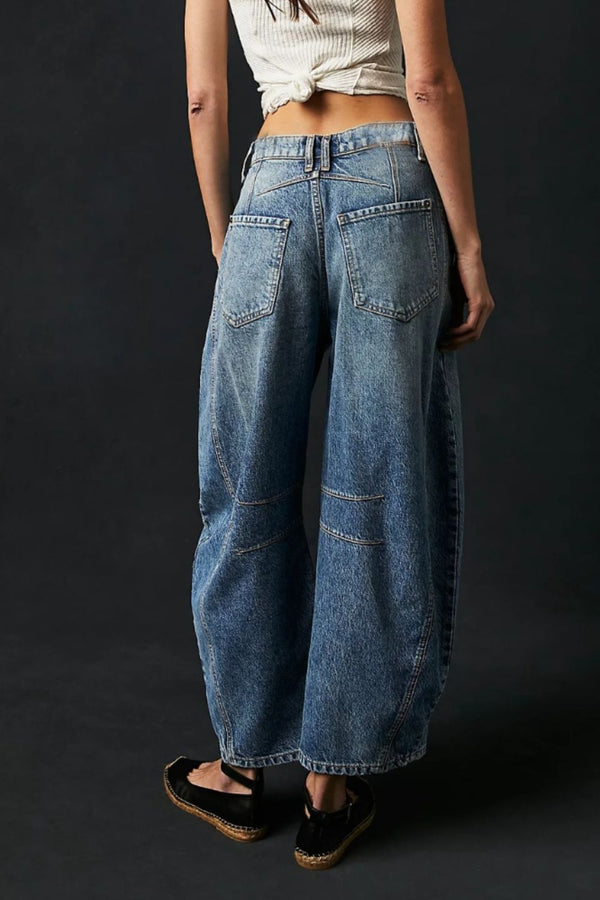 Wide Leg Jeans with Pockets New Women's fashion Cotton Trending Premium Jeans