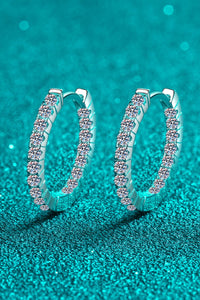 Hoop Earrings with Moissanite Simulated Diamonds 925 Sterling Silver Huggie Earrings