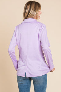 Lilac Long Sleeve Blazer Women's Trouser Jacket in Light Purple