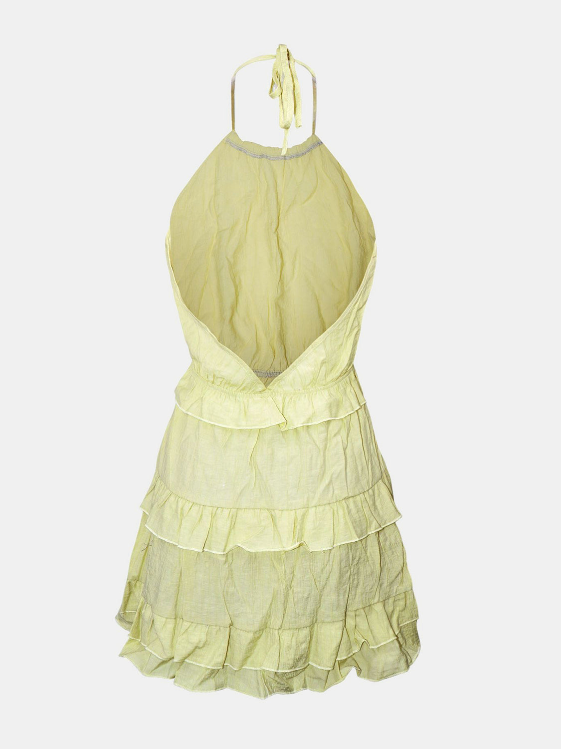Green Halter Neck Mini Dress Ruffle Skirt Backless Sexy Spring and Summer Dress