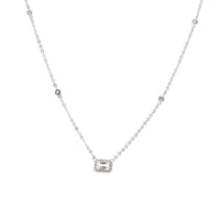 Dainty Rectangle Necklace .925 Sterling Silver ZIrcon Luxury Fashion Rectangle Necklaces