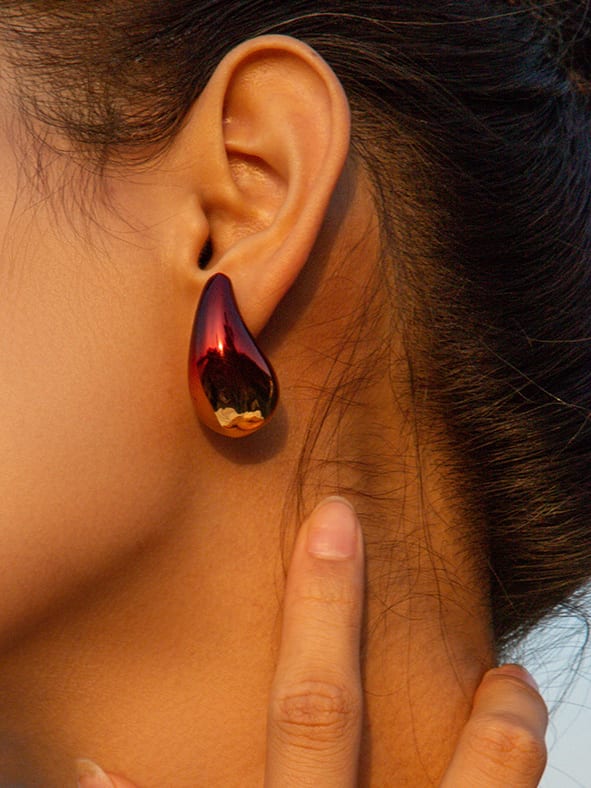 Big Drop Earrings Chrom Gradient 18K Gold Plated Statement Earrings Women's Jewelry KESLEY