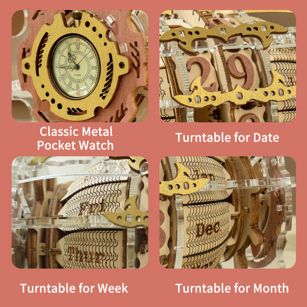Robotime ROKR Time Engine  Calendar 3d Wooden Puzzle Model Toys for