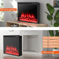 34/37 Inch Electric Fireplace Recessed with Adjustable Flames