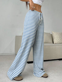 Tied Striped Wide Leg Pants