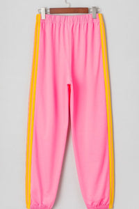 Contrast Striped Elastic Waist Active Pants