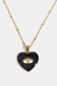 Heart & Evil Eye Shape Necklace 18K Gold Plated Jewelry