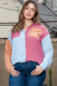 Plus Size Color Block Shirt